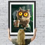 Eule mit Kaffee Diamond Painting