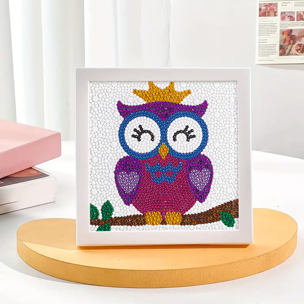 Eule mit Krone Mini-Kristallpünktchen Diamond Painting
