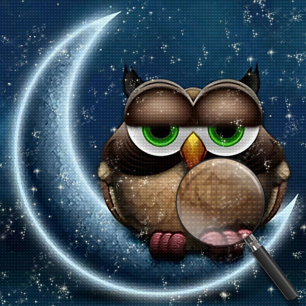 Eule schläft auf dem Mond Diamond Painting