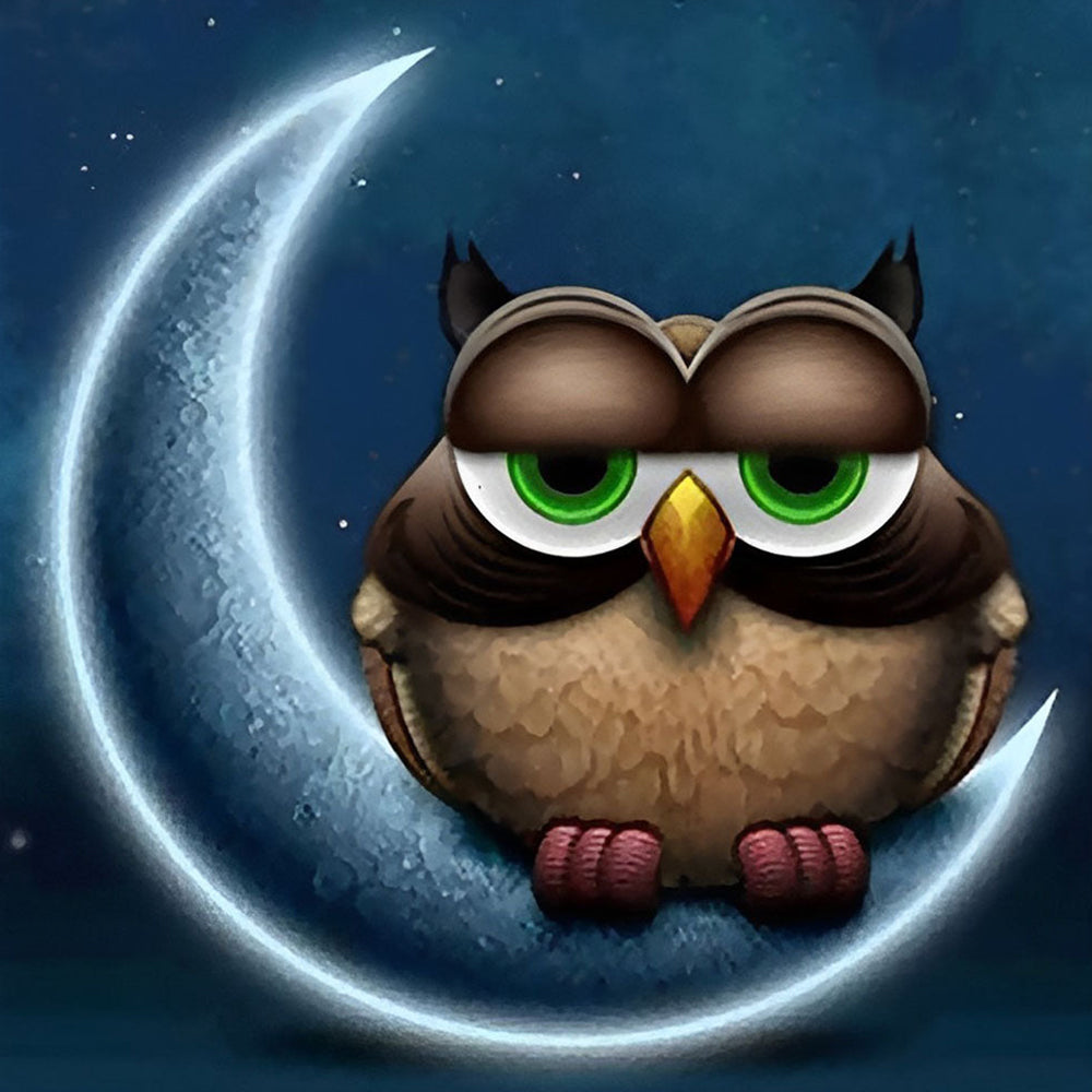 Eule schläft auf dem Mond Diamond Painting