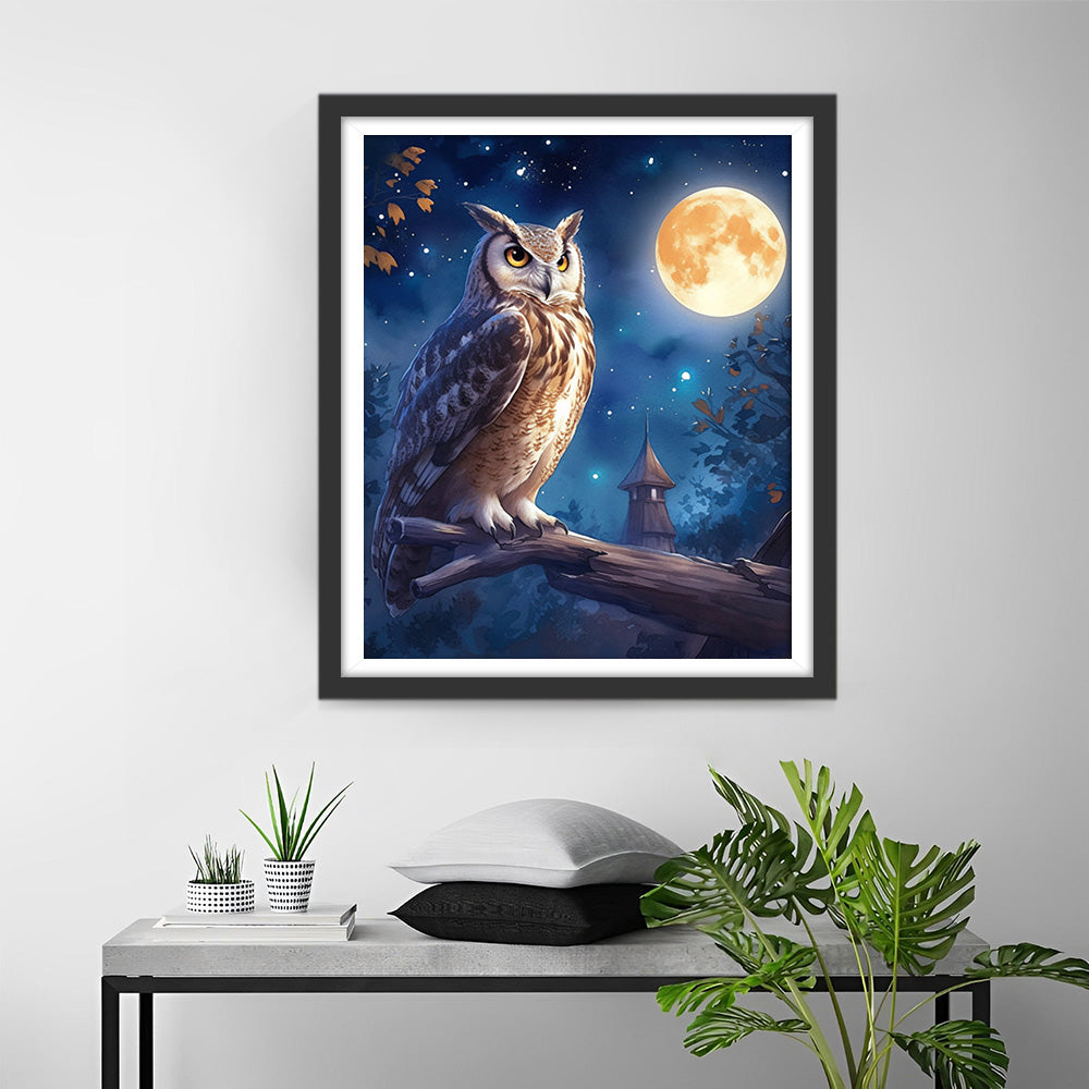 Eule und Mond Diamond Painting