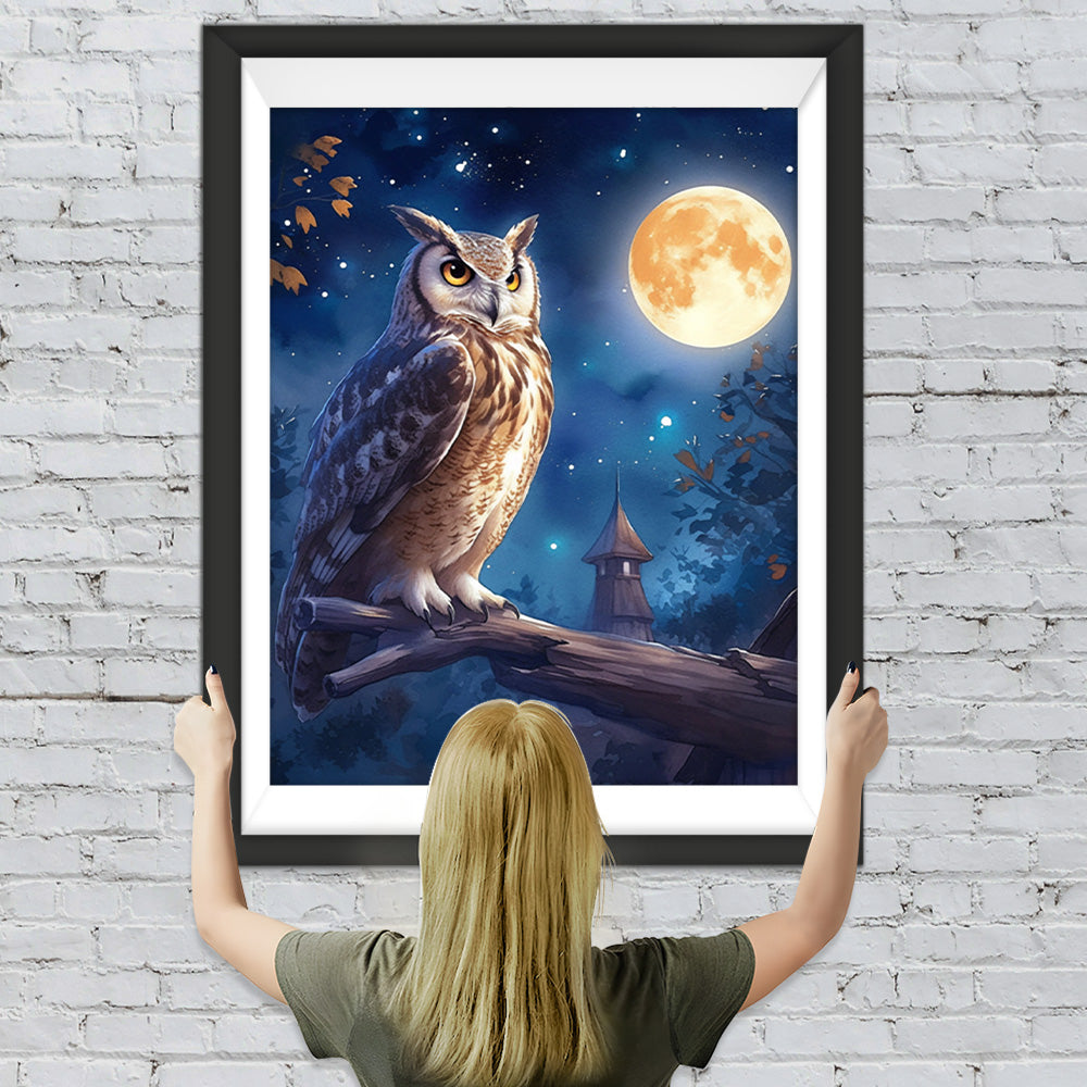 Eule und Mond Diamond Painting