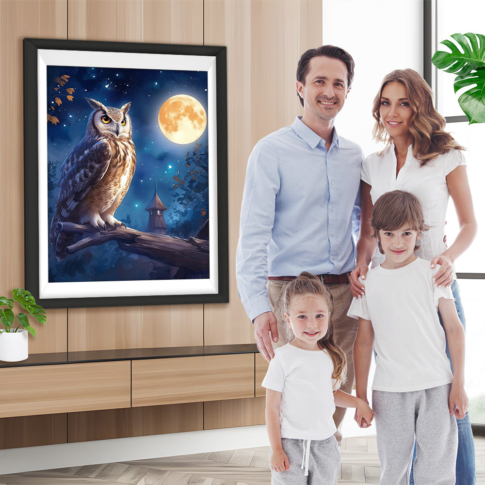 Eule und Mond Diamond Painting