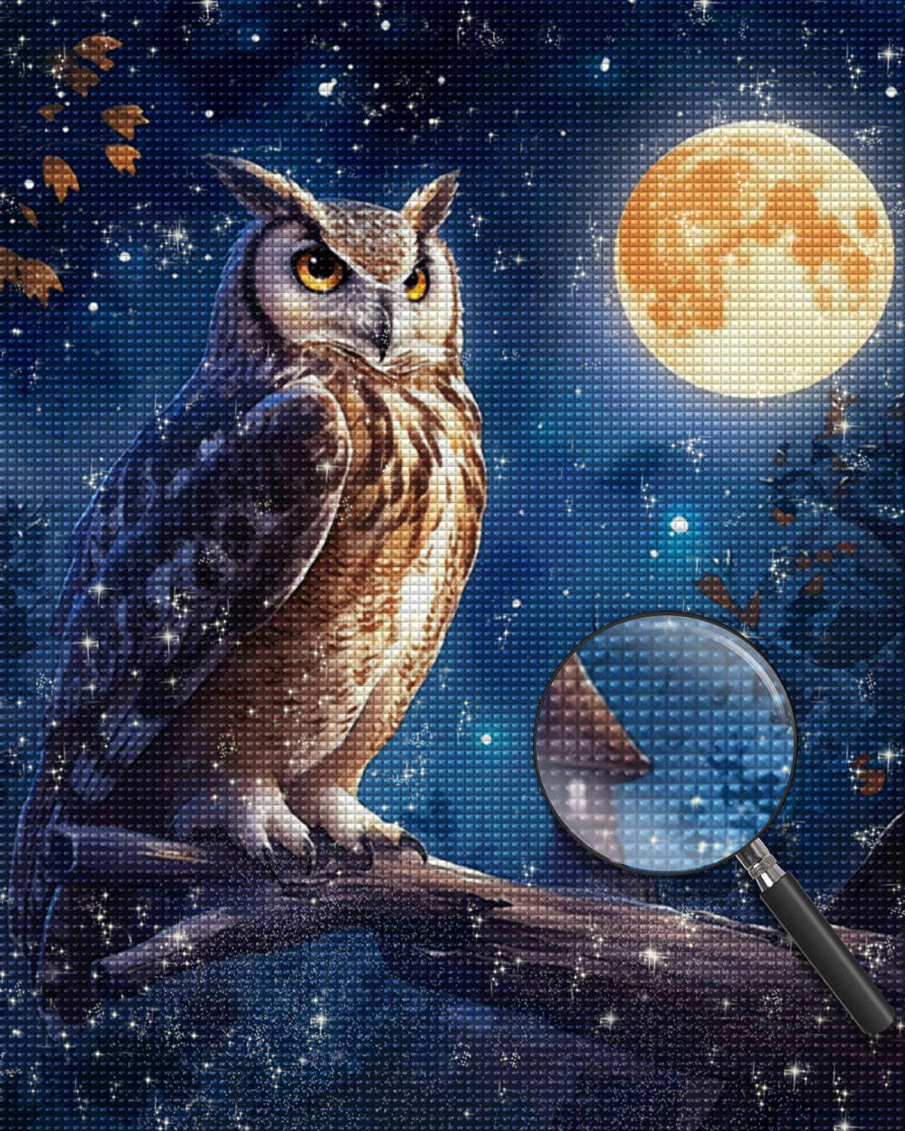 Eule und Mond Diamond Painting