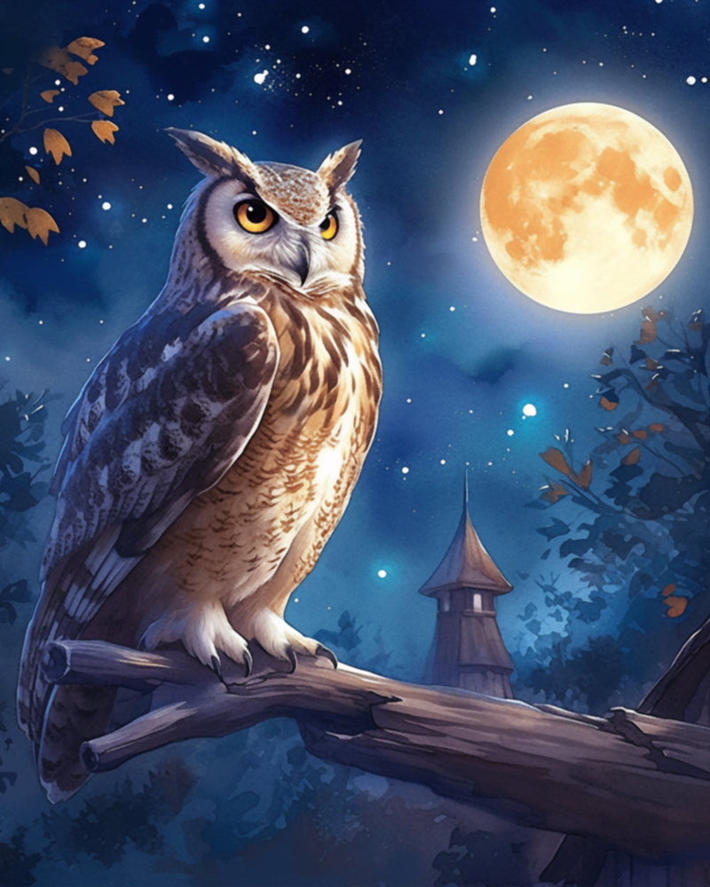 Eule und Mond Diamond Painting