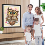 Eule und rosa Herzen Diamond Painting