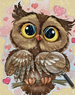 Eule und rosa Herzen Diamond Painting