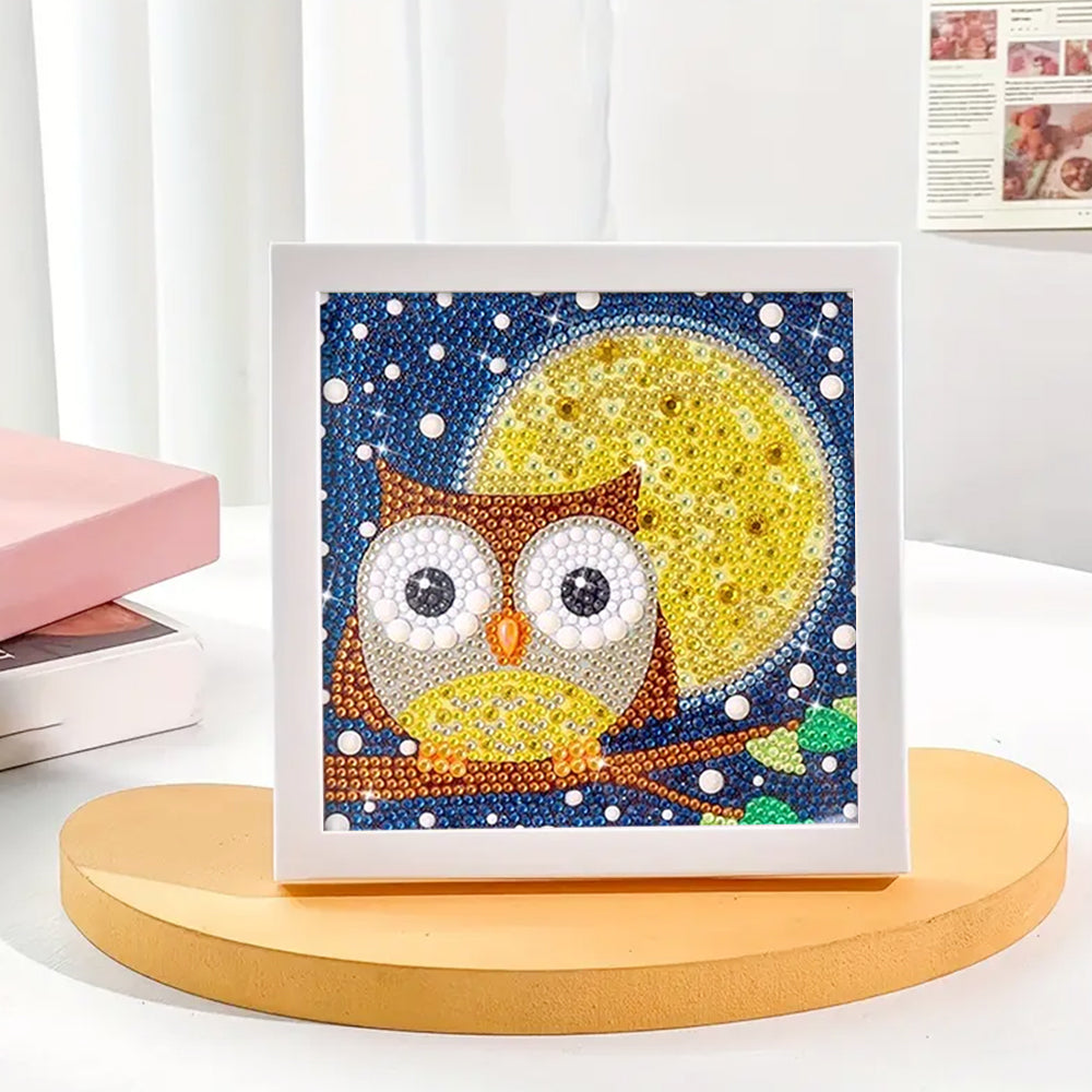 Eule und Vollmond Mini-Kristallpünktchen Diamond Painting