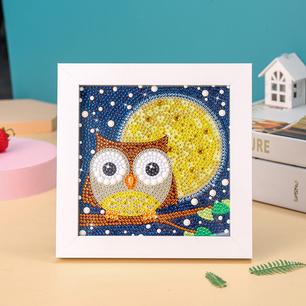 Eule und Vollmond Mini-Kristallpünktchen Diamond Painting