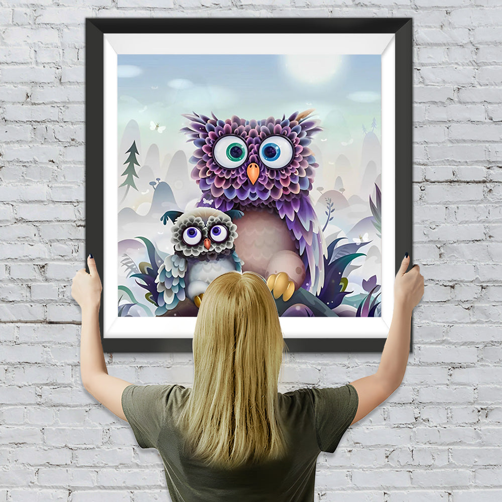 Eulen auf Felsen Diamond Painting