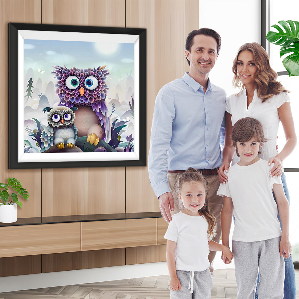 Eulen auf Felsen Diamond Painting