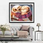 Eulen mit Halstüchern im Schnee Diamond Painting