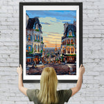 Europäische Stadt bei Sonnenuntergang Diamond Painting