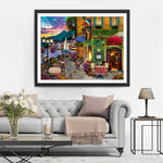 Europäische Stadt in der Abenddämmerung Diamond Painting