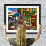 Europäische Stadt in der Abenddämmerung Diamond Painting