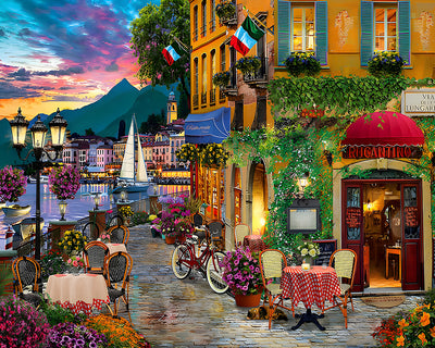 Europäische Stadt in der Abenddämmerung Diamond Painting