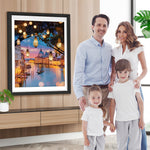 Europäische Stadt mit Laternen geschmückt Diamond Painting