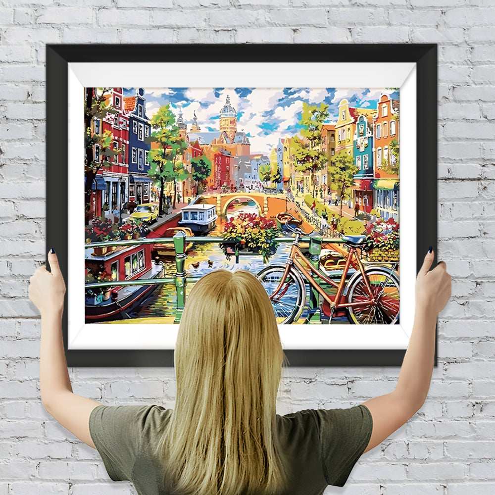 Fahrrad in der Stadt Diamond Painting