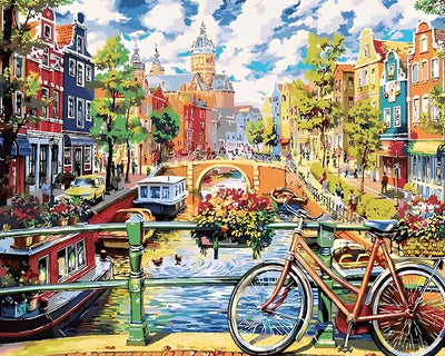Fahrrad in der Stadt Diamond Painting