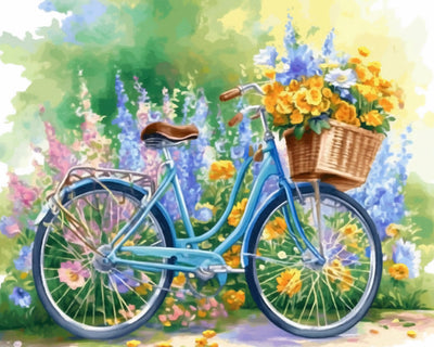 Fahrrad mit Blumen Diamond Painting