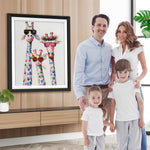 Familie von drei Giraffen mit Sonnenbrillen Diamond Painting
