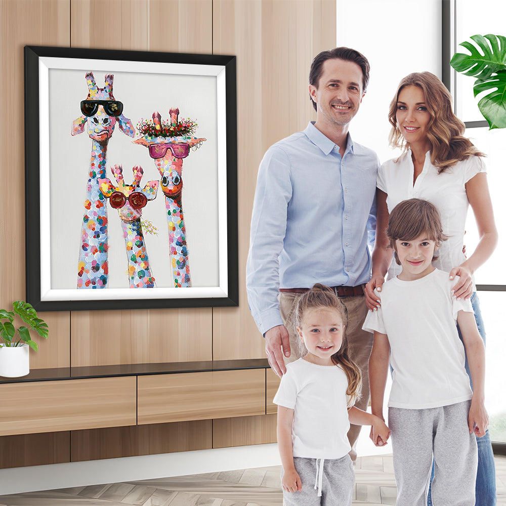 Familie von drei Giraffen mit Sonnenbrillen Diamond Painting