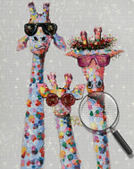 Familie von drei Giraffen mit Sonnenbrillen Diamond Painting