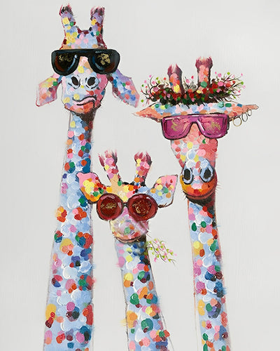 Familie von drei Giraffen mit Sonnenbrillen Diamond Painting