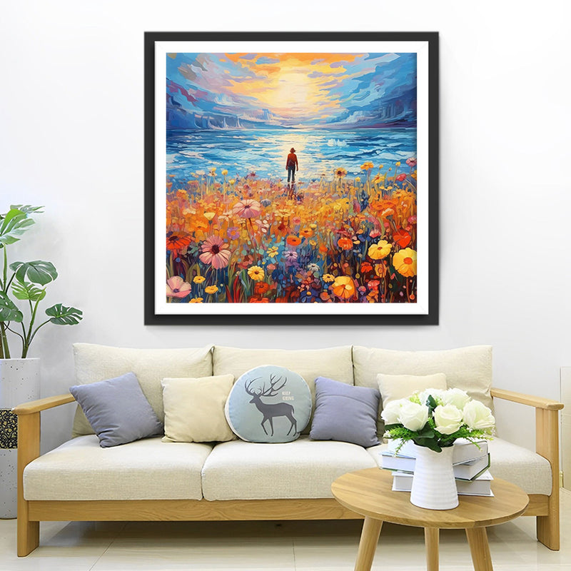 Fantasie auf dem Blumenfeld Diamond Painting