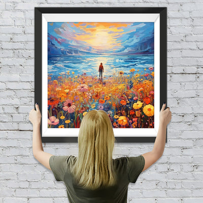 Fantasie auf dem Blumenfeld Diamond Painting