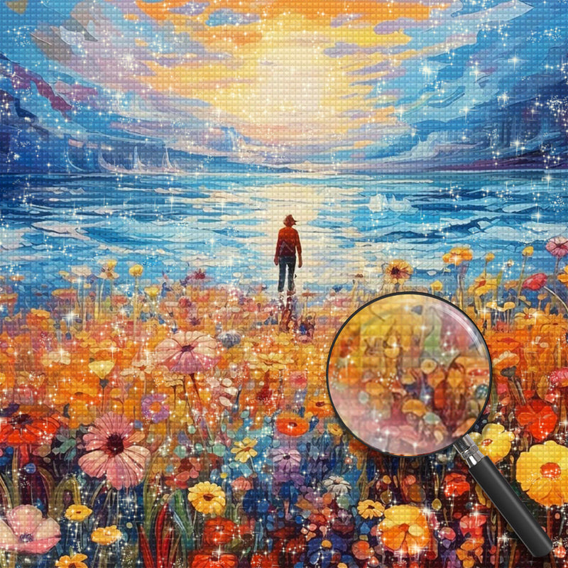 Fantasie auf dem Blumenfeld Diamond Painting