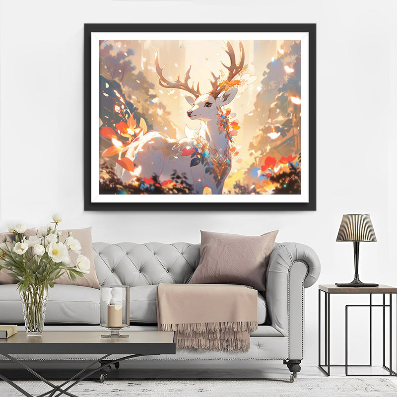 Fantasie Weißer Hirsch Diamond Painting