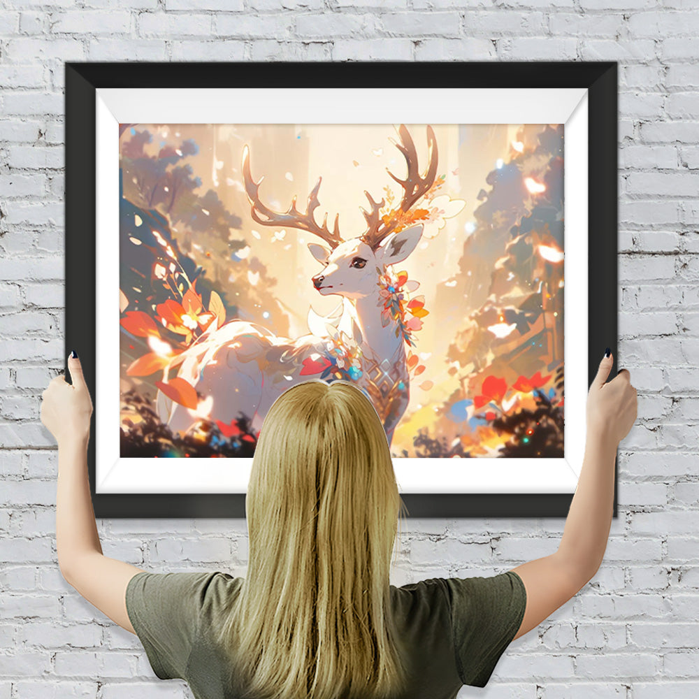 Fantasie Weißer Hirsch Diamond Painting
