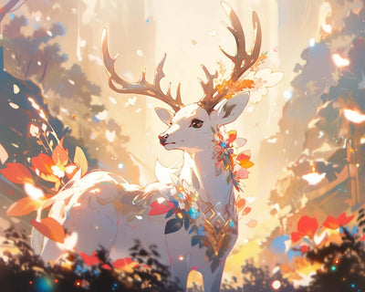 Fantasie Weißer Hirsch Diamond Painting