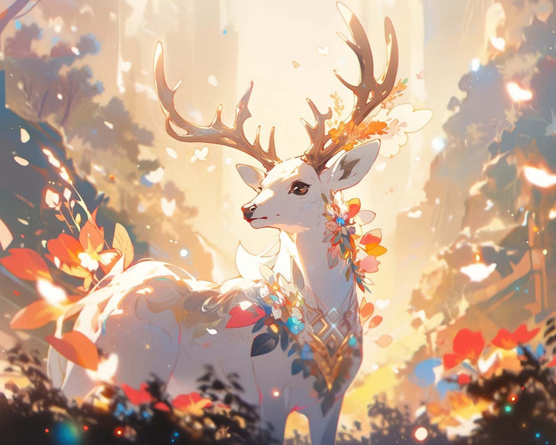 Fantasie Weißer Hirsch Diamond Painting