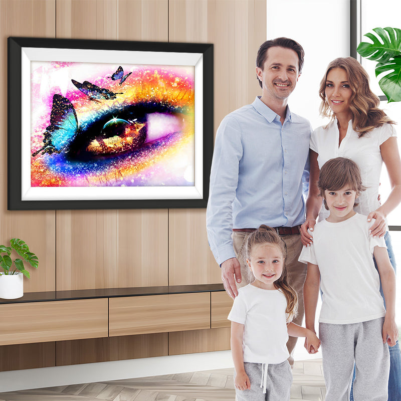 Fantastische Augen und blaue Schmetterlinge  Diamond Painting