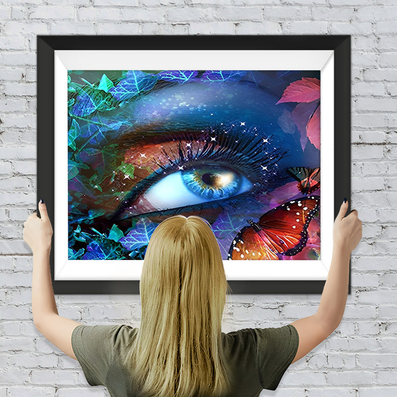 Fantastische Augen und roter Schmetterling Diamond Painting