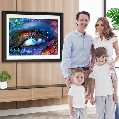 Fantastische Augen und roter Schmetterling Diamond Painting