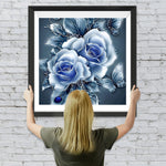 Fantastische blaue Rosen und Schmetterling Diamond Painting