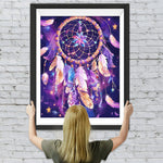 Fantastischer lila Traumfänger mit Federn Diamond Painting