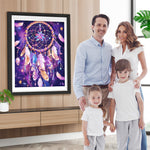 Fantastischer lila Traumfänger mit Federn Diamond Painting