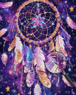 Fantastischer lila Traumfänger mit Federn Diamond Painting
