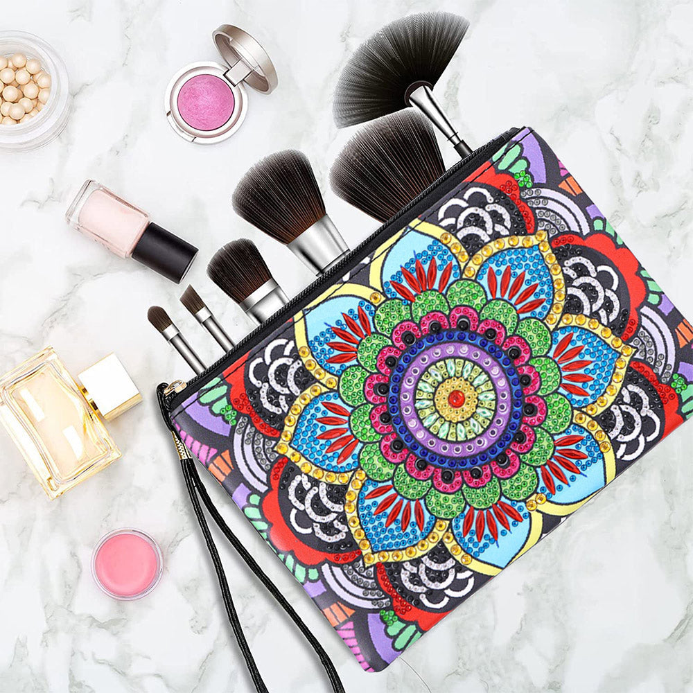 Farbenfrohes Lotus Mandala Diamond Painting Handgelenktasche