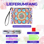 Farbenfrohes Mandala mit vielen Blütenblättern Diamond Painting Handgelenktasche