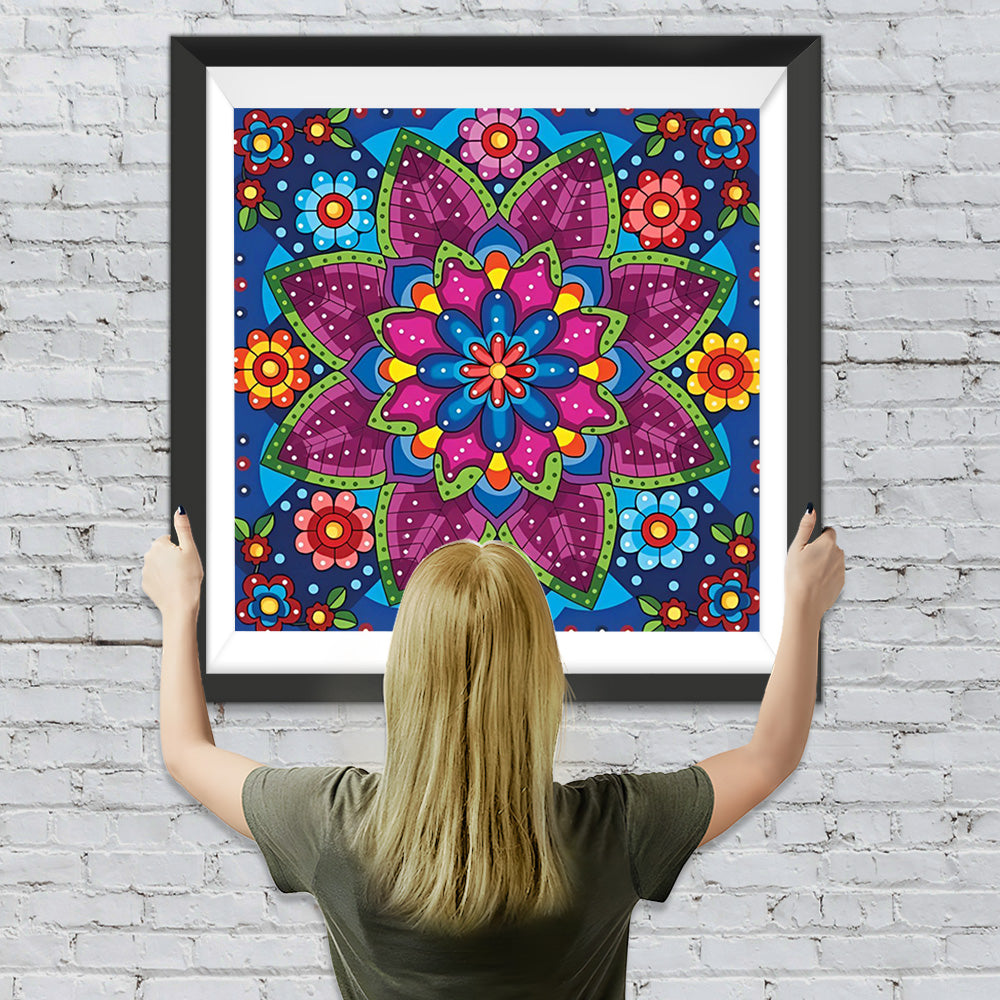 Farbige Blumen Mandala Diamond Painting