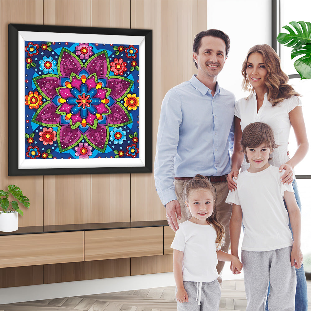 Farbige Blumen Mandala Diamond Painting