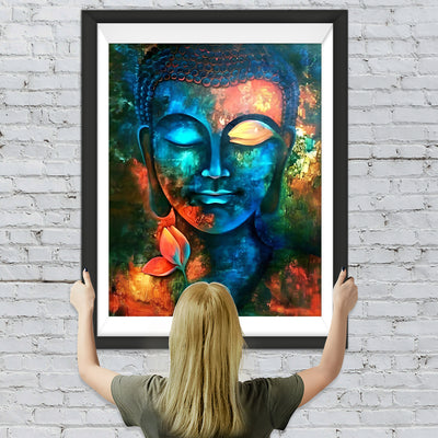 Farbige Buddhafigur und Blume Diamond Painting