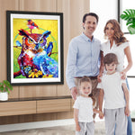Farbige Eule und Vögel Diamond Painting