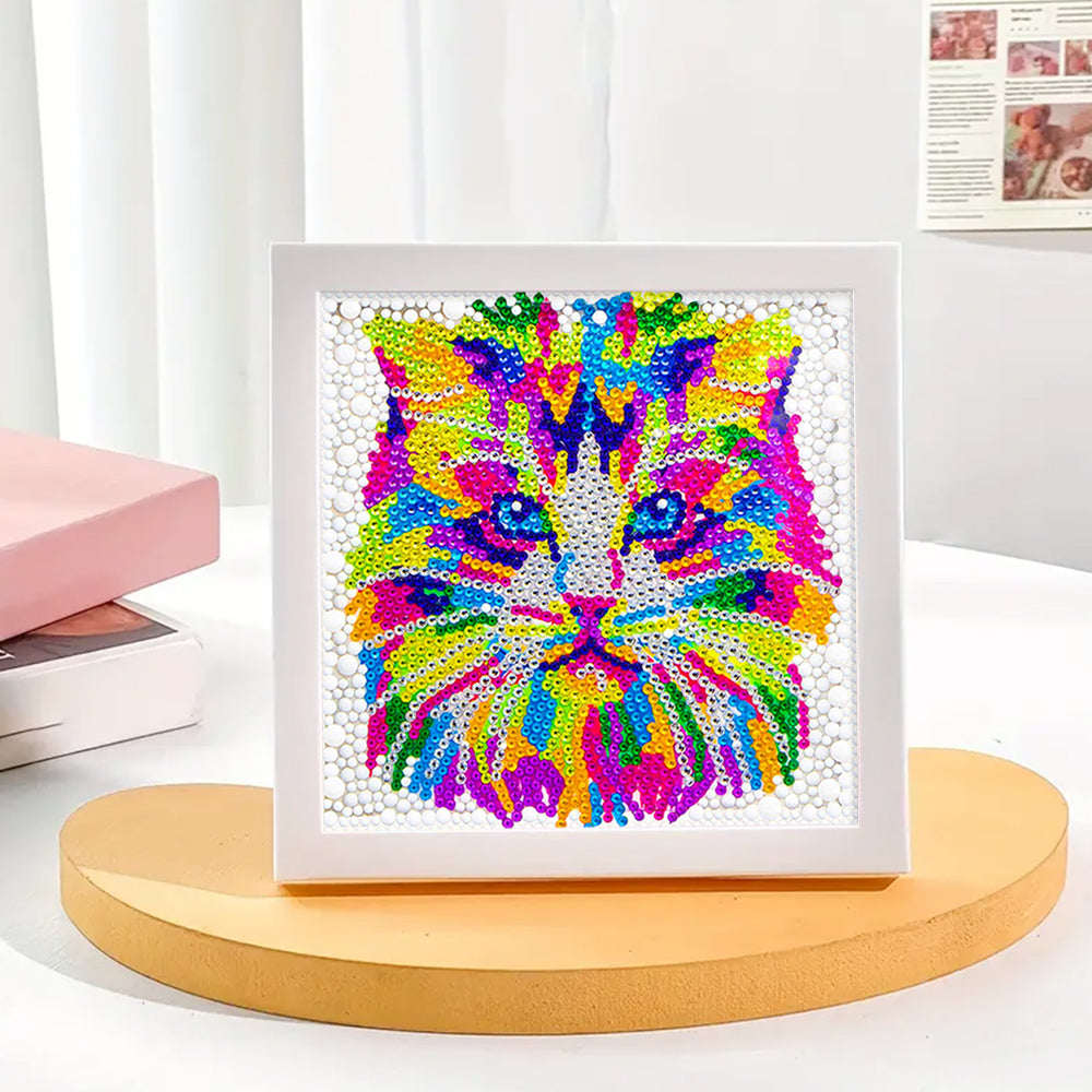 Farbige Langhaarkatze Mini-Kristallpünktchen Diamond Painting