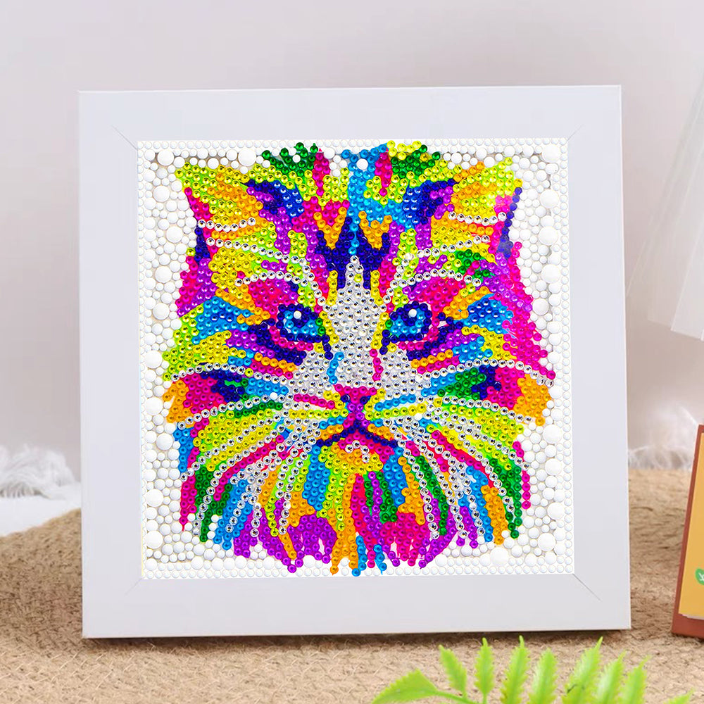 Farbige Langhaarkatze Mini-Kristallpünktchen Diamond Painting
